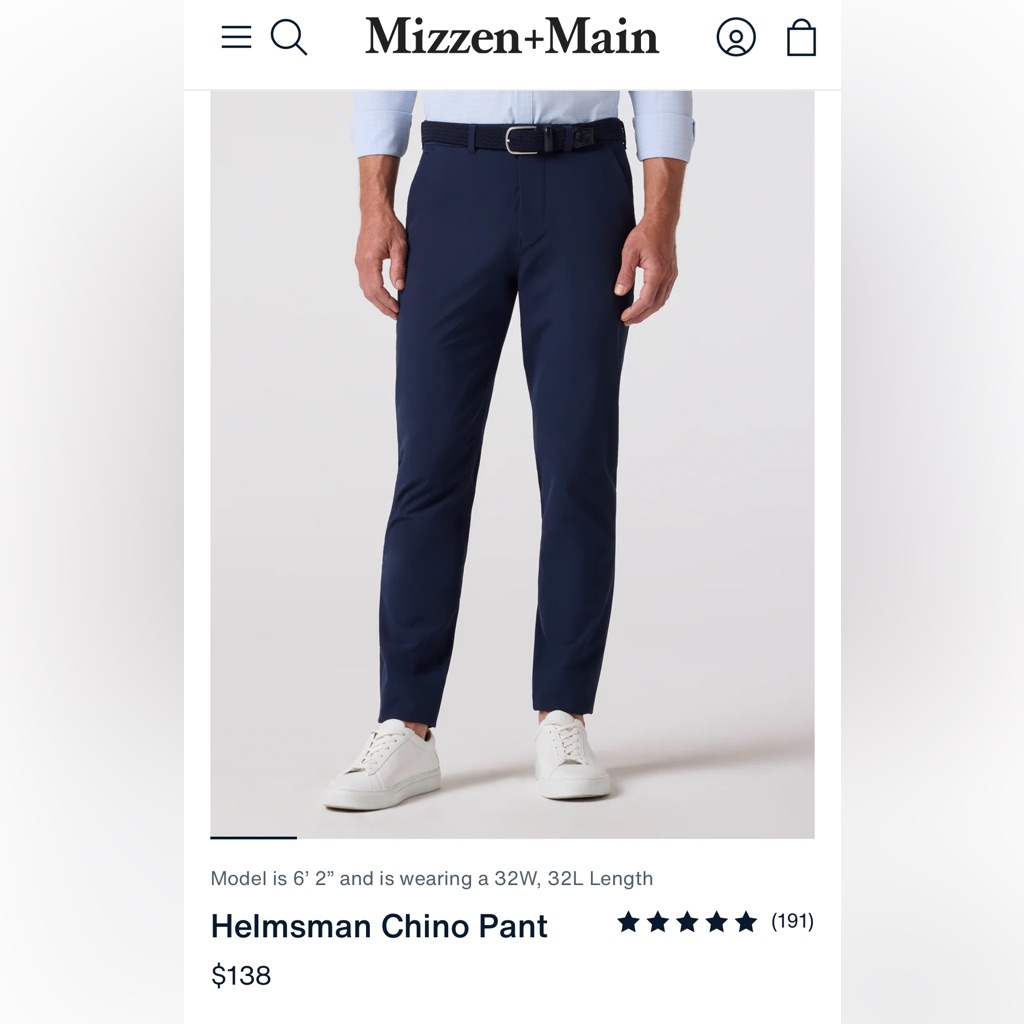 Mizzen+Main Hellman Pant Sz 38x32